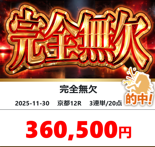 完全無欠の予想的中実績