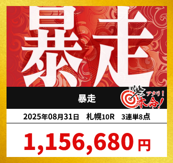 競馬予想サイト「暴走」の予想的中実績