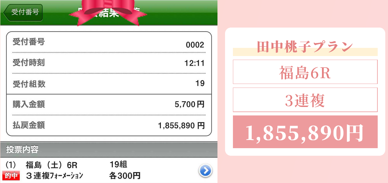 田中桃子プランの予想的中実績