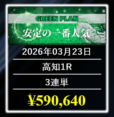 競馬レインボー「GREEN PLAN」の予想的中実績